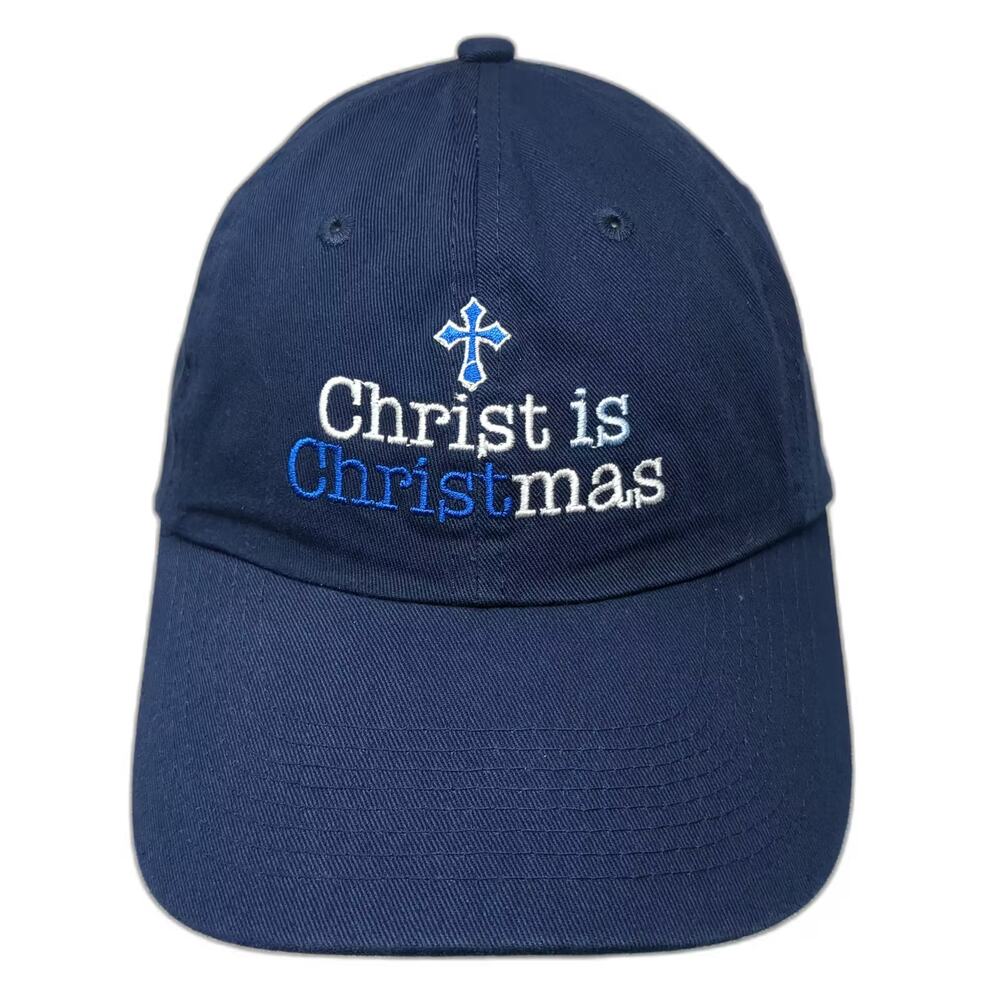 Kerusso Baseball Cap Blue White OS Christ is Christmas Cross Embroidered Hat
